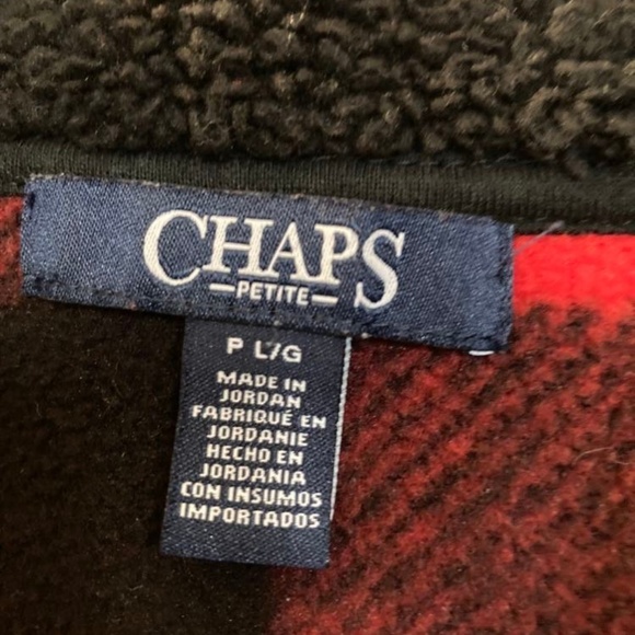 Chaps Stylish Red & Black Full-Zip Checked Fleece Vest Size PL - Picture 5 of 6